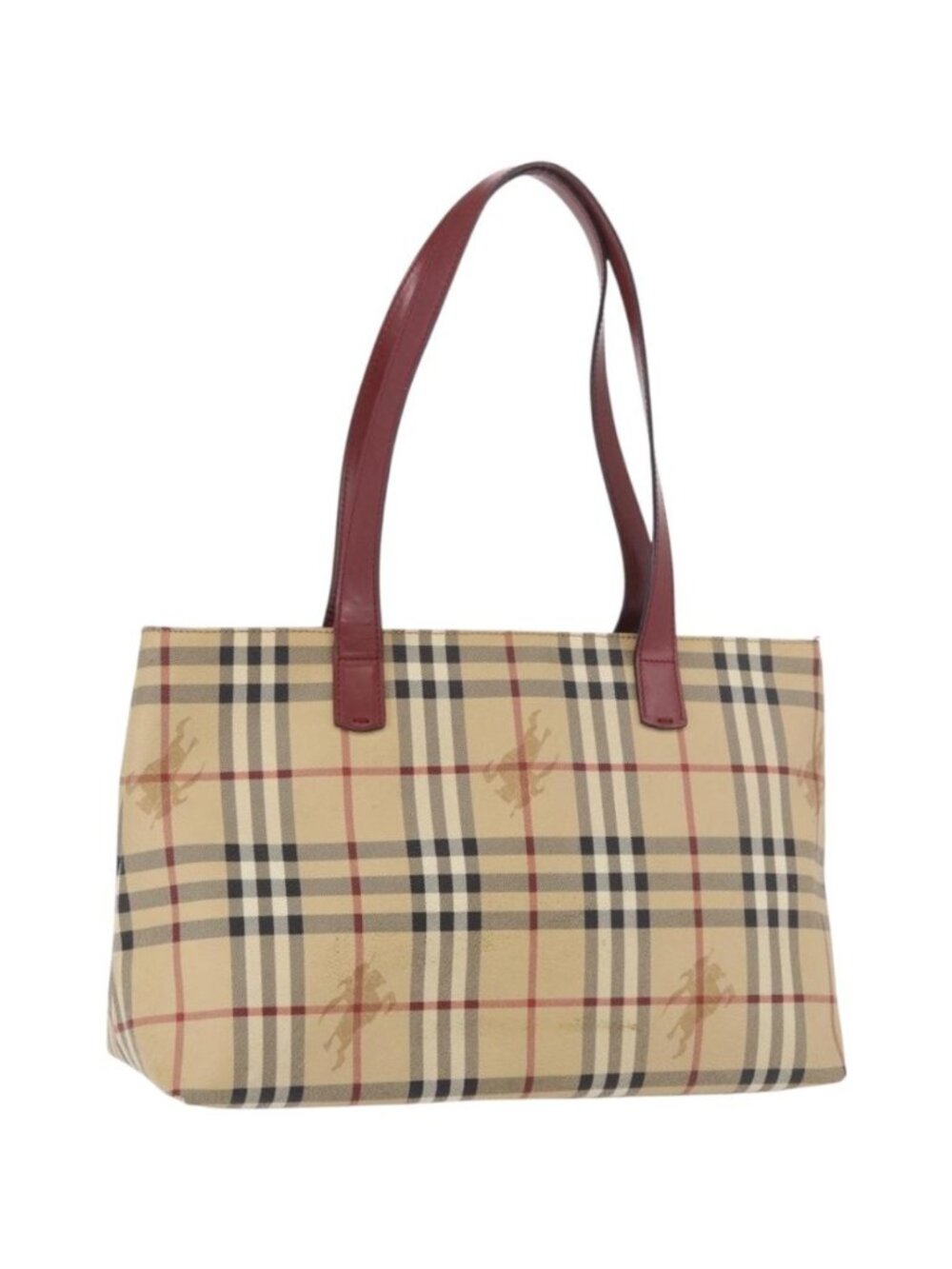 BURBERRY Nova Check Tote Bag PVC Leather Beige Silver